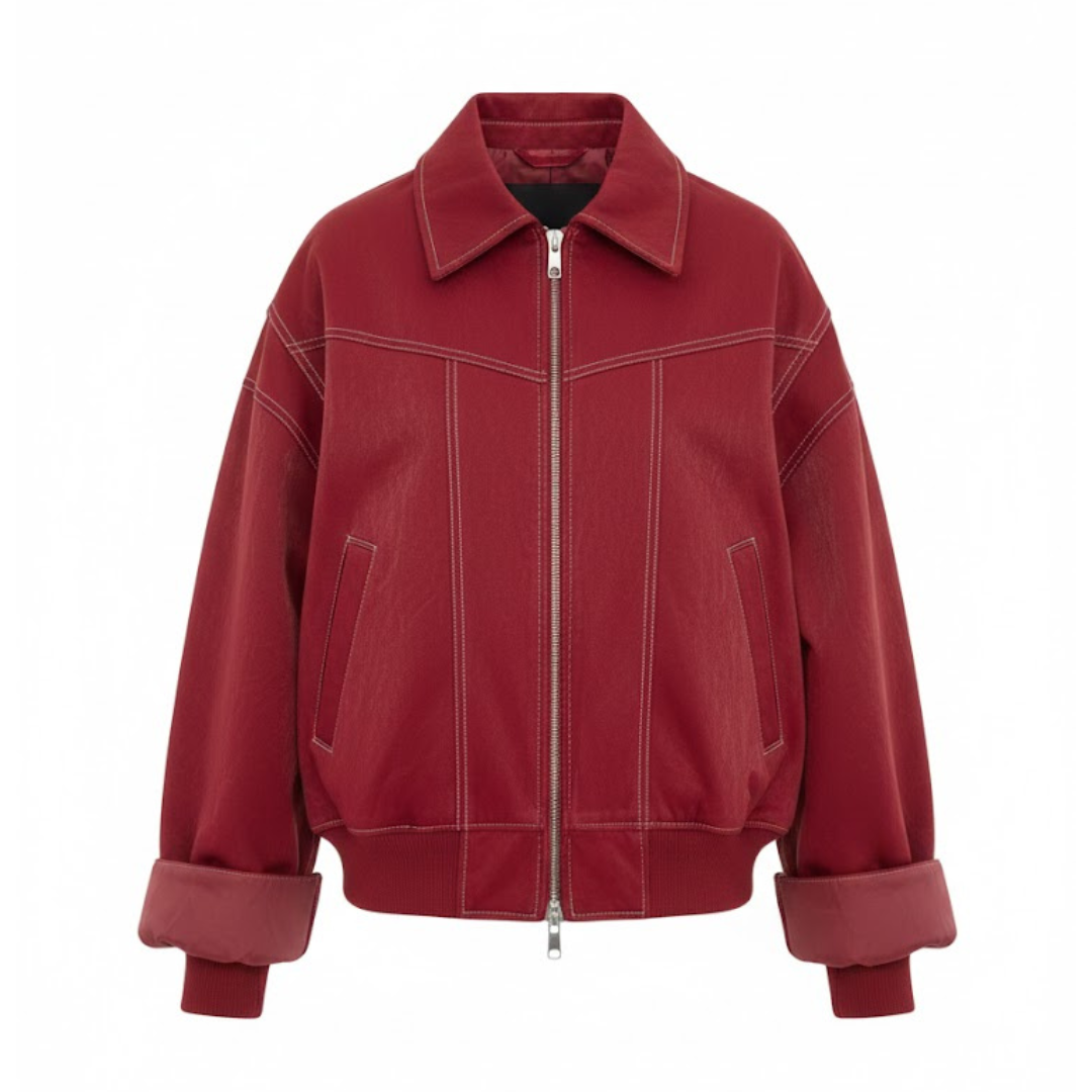 Veste en cuir oversize urbaine