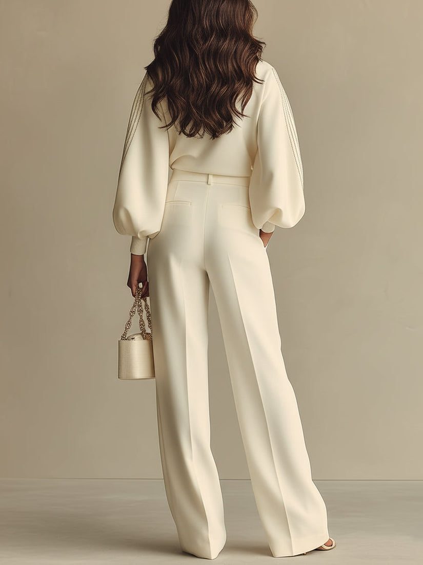 Selena | Ensemble en tricot côtelé et pantalon large