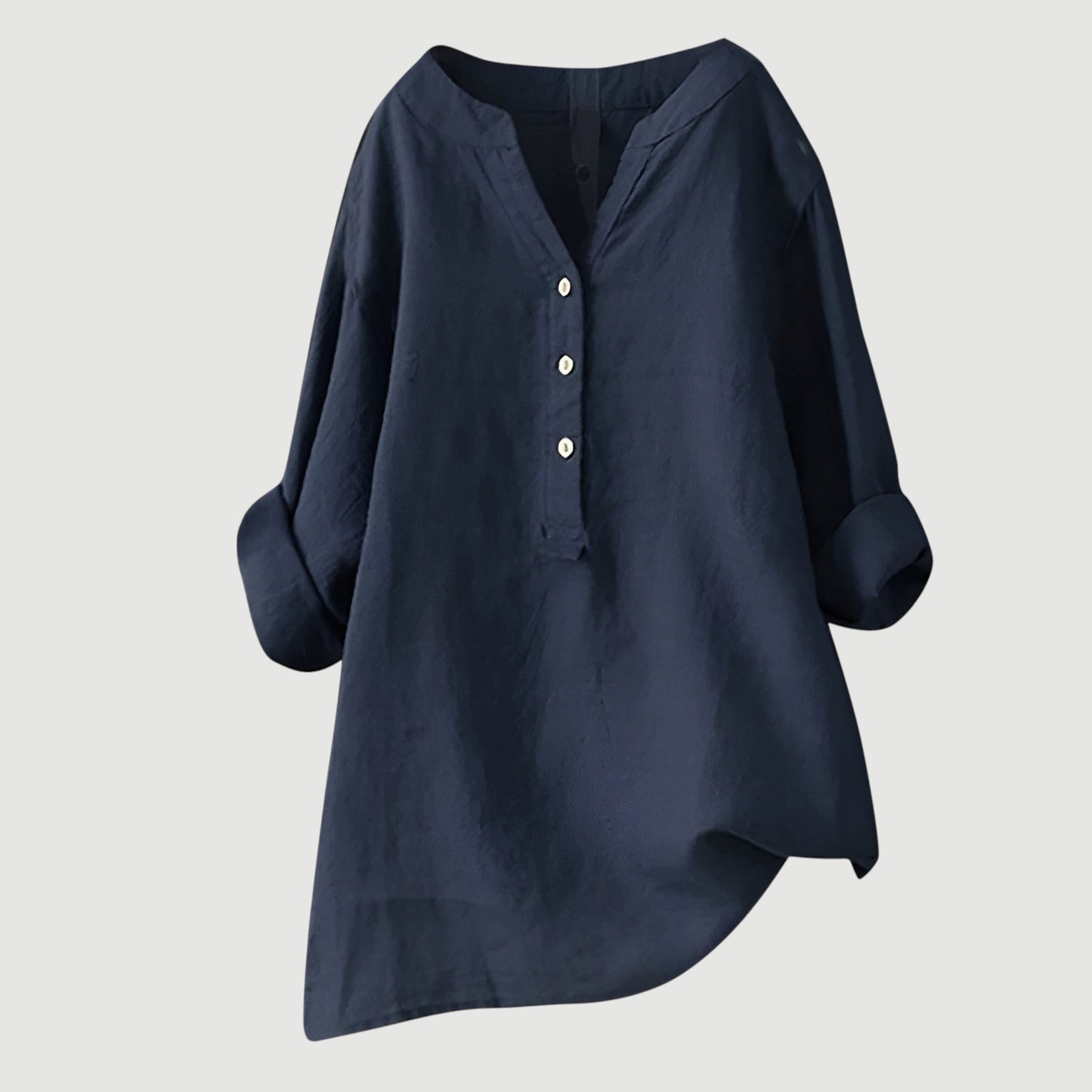 Corinne | Blouse Lin Élégante Bleu Marine