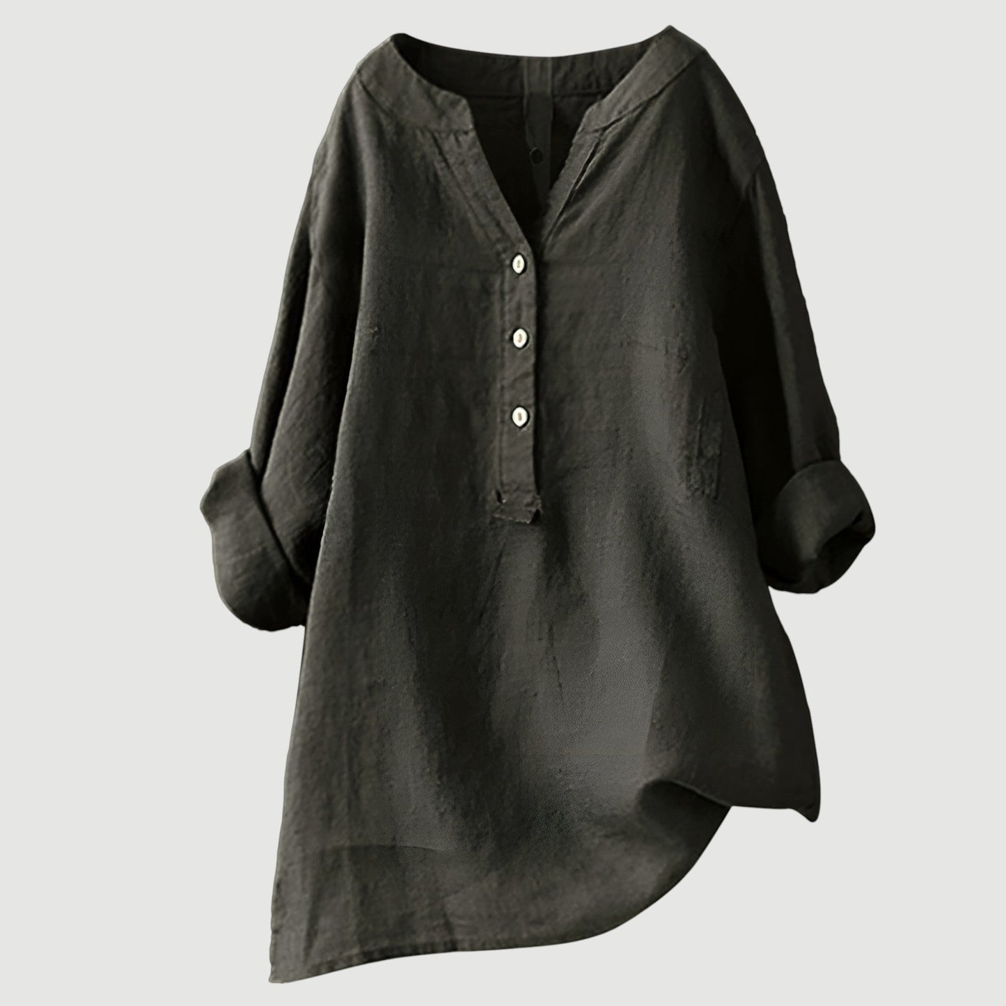 Corinne | Blouse Lin Élégante Gris Foncé