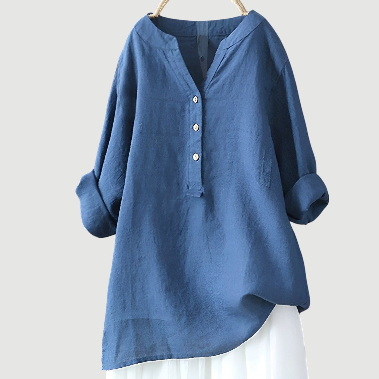Corinne | Blouse Lin Élégante Bleu roi