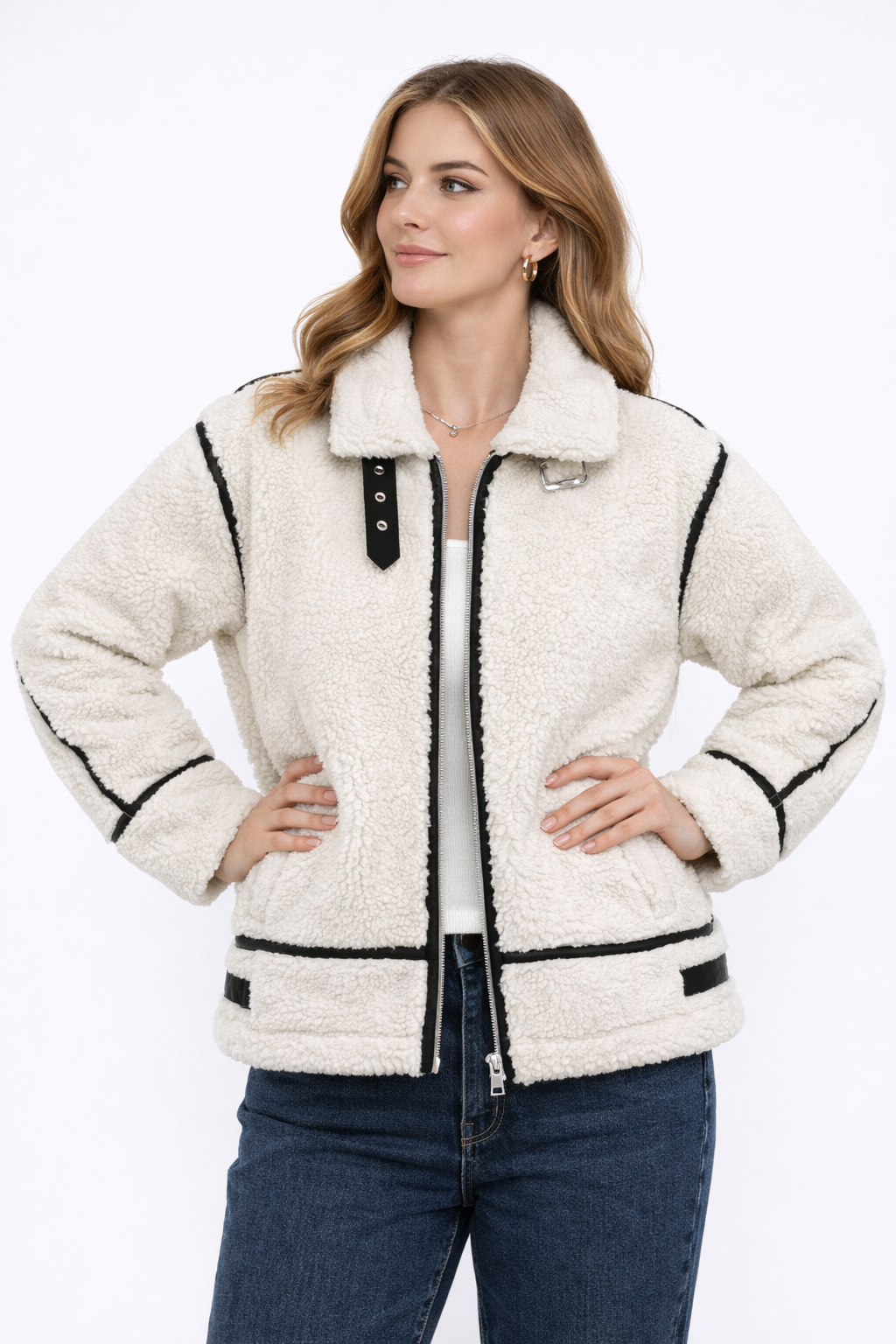 Élodie | Veste Patchwork Douillette - Noir Minimal