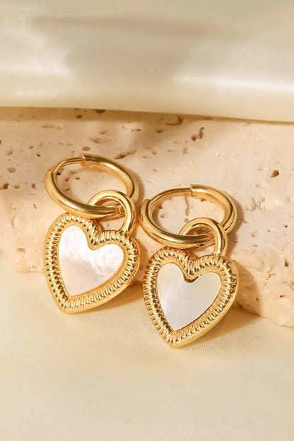 Inlaid Shell Heart Oorbellen