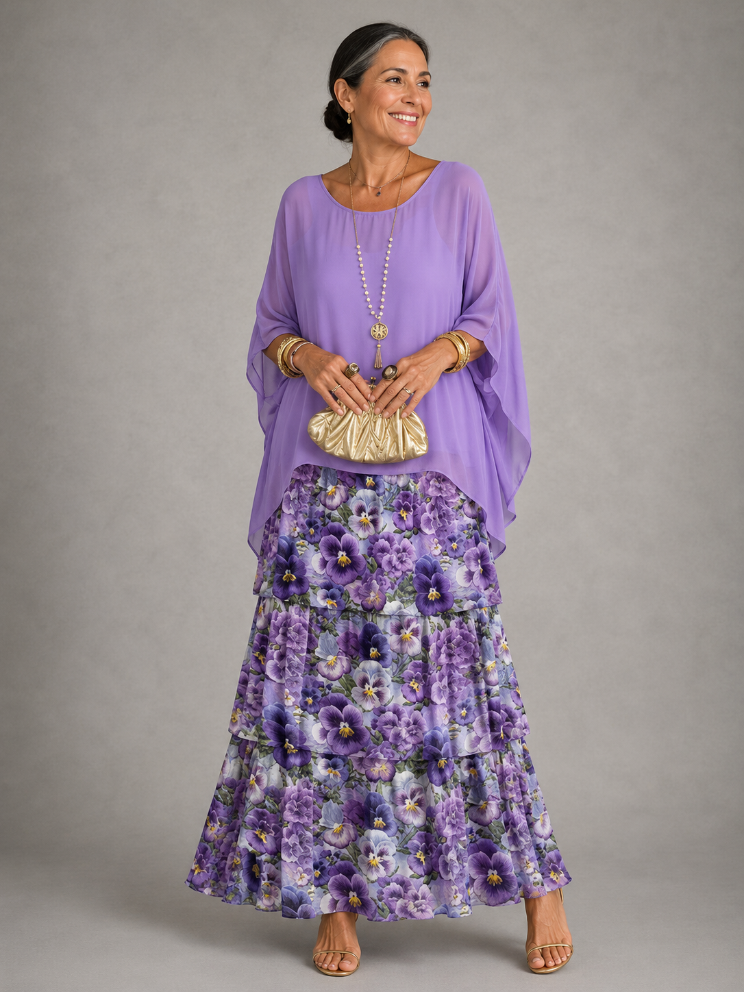 Violet avec fleurs / 4XL