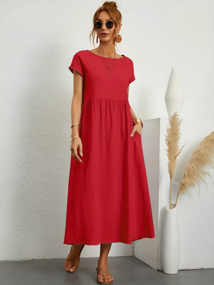 Gabrielle | Robe Midi Élégante Rouge