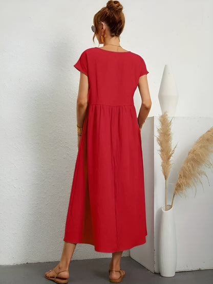 Gabrielle | Robe Midi Élégante Rouge