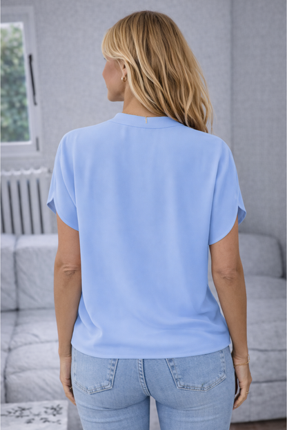 Laurence | Blouse Drapée Élégante Blue