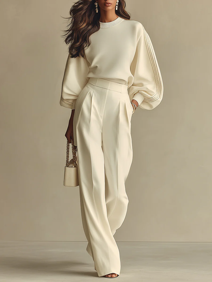 Selena | Ensemble en tricot côtelé et pantalon large