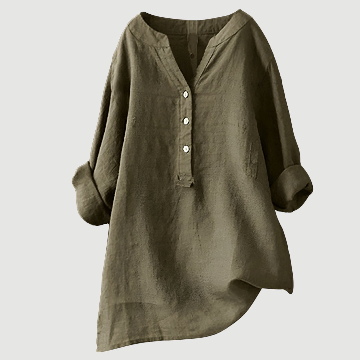 Corinne | Blouse Lin Élégante Marron